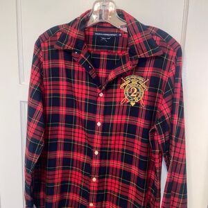 New Ralph Lauren Sport TARTAN PLAID GINGHAM POLO SHIRT JOCKEY RIDERS CLUB XMAS